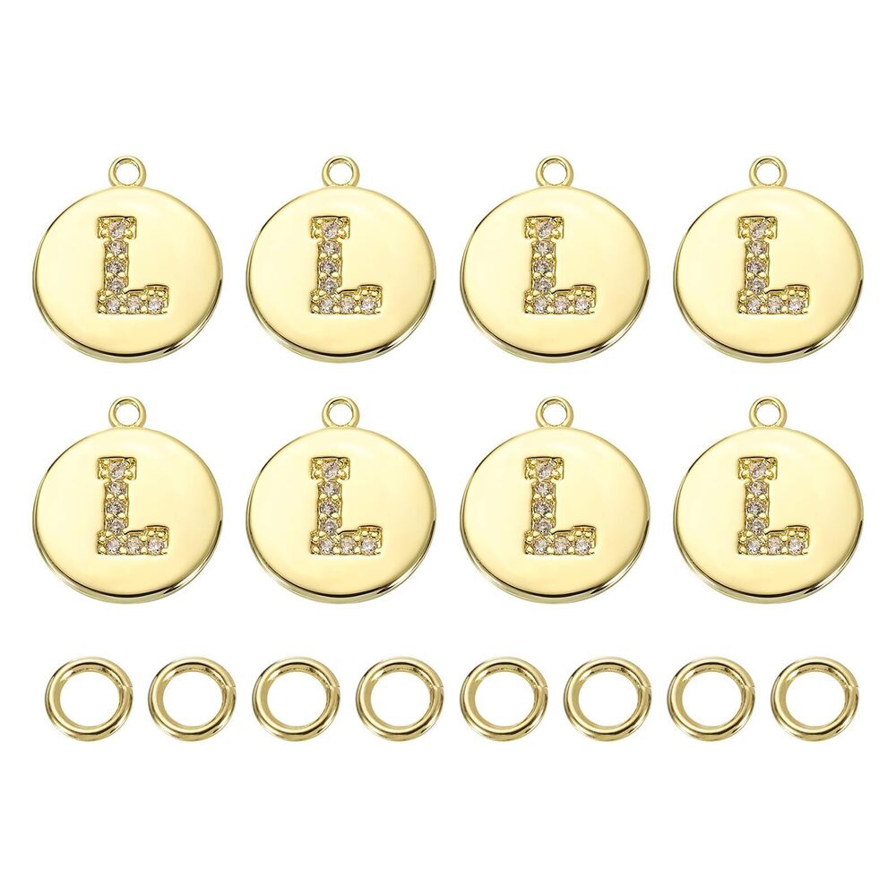 5496 8 Pcs Letter Charm Bulk Initial Charm Round Alphabet Charm Pendant